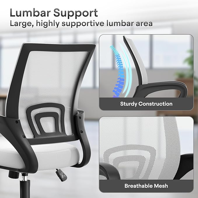Athena Collection Office Chair - 330Lbs, Breathable Mesh Desk Chair Thickness Cushion with Lumbar Support & Armrest, Rolling Swivel Adjustable Tilt Lock for Home Office/Gaming, Bedroom Study