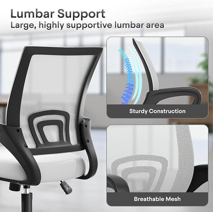 Athena Collection Office Chair - 330Lbs, Breathable Mesh Desk Chair Thickness Cushion with Lumbar Support & Armrest, Rolling Swivel Adjustable Tilt Lock for Home Office/Gaming, Bedroom Study