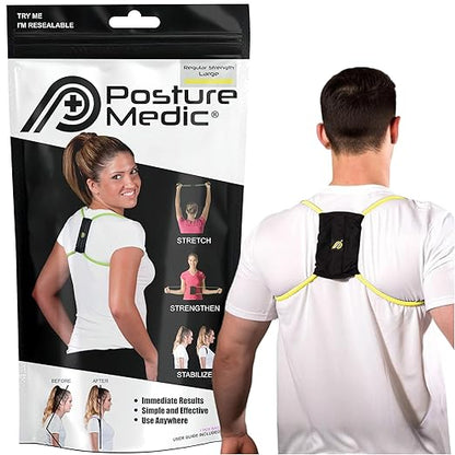 PRIMEKINETIX PostureMedic Dynamic Posture Corrector - Active Resistance Training System for Upper Back Strengthening & Shoulder Alignment - Stretches Chest, Strengthens Back - Size L (Yellow)