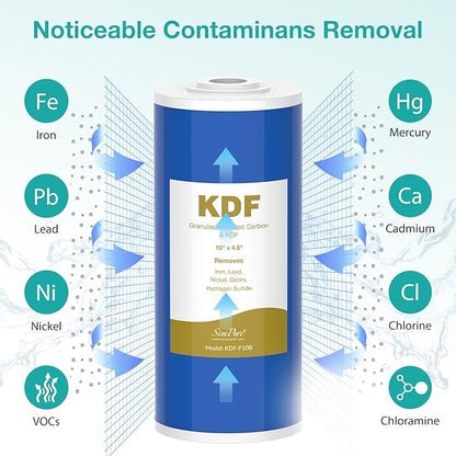 SimPure 10" x 4.5" Carbon and KDF Filters, Whole House KDF/GAC Water Filter Cartridge Replacement for DB10C-2KDF, DB10P (2 Pack)
