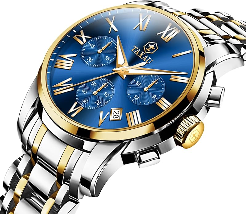 Mens Silver Watch Luxury Minimalist Dress Watch Classic Waterproof Watches for Men Analog Quartz Stainless Steel Men's Wrist Watches with Date Luminous Relojes para Hombres