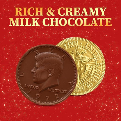 Gold Chocolate Coins, Pack of Gold Chocolate Coins Bulk 25 Count, Ideal Coin Candy for Themed Parties, Events and Celebrations, Perfect for Gift Bags and Festive Decorations Christmas and st patricks day.