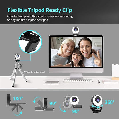 NexiGo N620E 60FPS AutoFocus ePTZ Webcam, 2X Digital Zoom, Ring Light & Privacy Cover, [Software Included], 1080P FHD Streaming Web Camera, Dual Stereo Mics, for Zoom Skype Teams (Renewed)