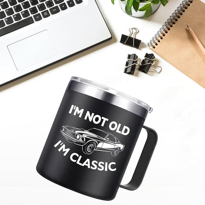 Birthday Gifts for Men - I'm Not Old I'm Classic Coffee Mug - Christmas Birthday Gifts for Men, Dad, Grandpa, Him, Husband (14oz, Black)