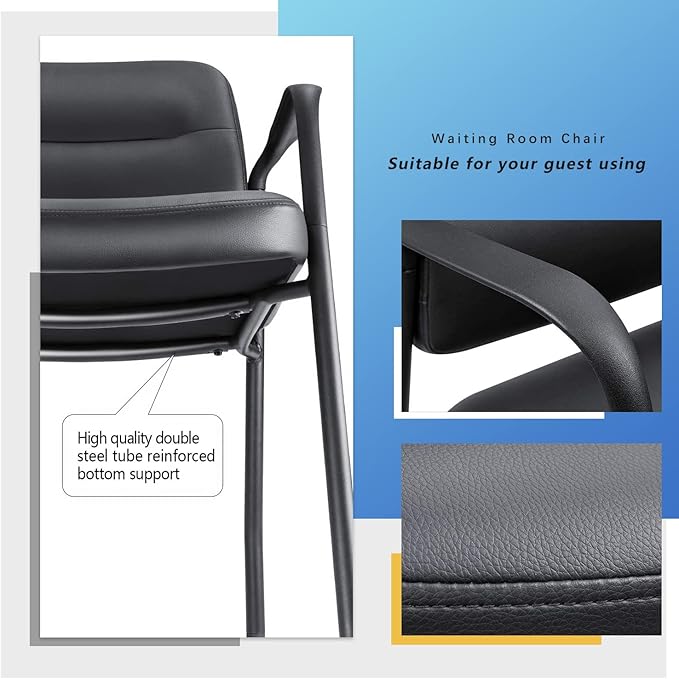 JUMMICO Office Guest Chair Reception Chair for Office Reception Lobby PU Leather Waiting Room Chair with Armrests Executive Office Chair Upholstered Set of 2