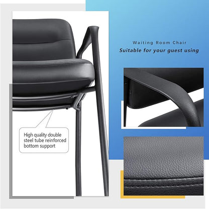 JUMMICO Office Guest Chair Reception Chair for Office Reception Lobby PU Leather Waiting Room Chair with Armrests Executive Office Chair Upholstered Set of 2