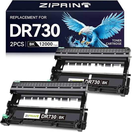 ZIPRINT 2-Pack Dr730 Drum Unit Replacement for Brother DR-730 DR 730 for MFC-L2710DW MFC-L2750DW MFC-L2730DW MFC-L2750DWXL DCP-L2550DW HL-L2370DW HL-L2350DW HL-L2395DW Printer, 12000 Pages Yield