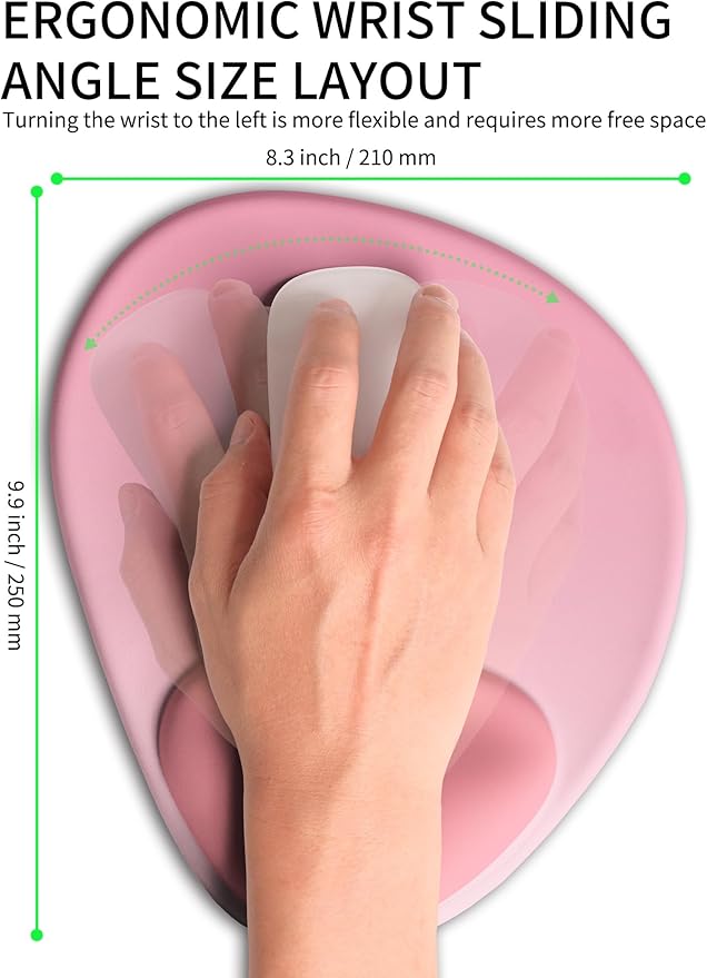 Palm-Rest and Wrist-Hugging Mouse Pad Wrist Rest, Ergonomic Wrist Support with Curve Fitting Cushioned Memory Foam for Carpal Tunnel Pain Relief, 9.9 x 8.3 Inch, Blush Gradient