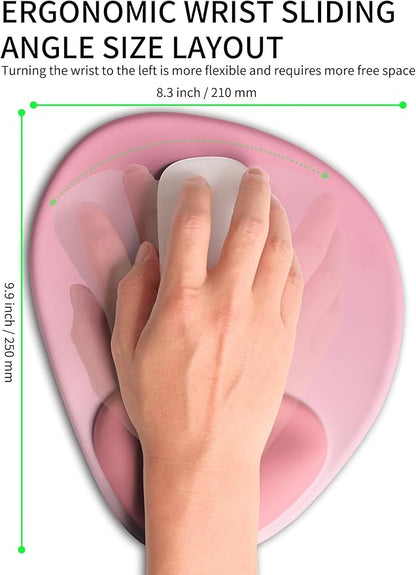 Palm-Rest and Wrist-Hugging Mouse Pad Wrist Rest, Ergonomic Wrist Support with Curve Fitting Cushioned Memory Foam for Carpal Tunnel Pain Relief, 9.9 x 8.3 Inch, Blush Gradient