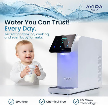 Ultra Instant Hot and Cold Water Dispenser - Bottleless Water Dispenser Countertop with Full Installation Kit and Quiet Multi-Stage Filtration + UV Sterilization & Modern Touchscreen Design
