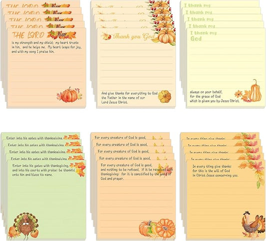 30 Pack Thanksging Christian Sticky Notes - 600 Sheets Religious Notepads Givethanks Bible Verse Quotes Notepads for Message Reminder Gifts Diary Lists Schedules Studying Office School
