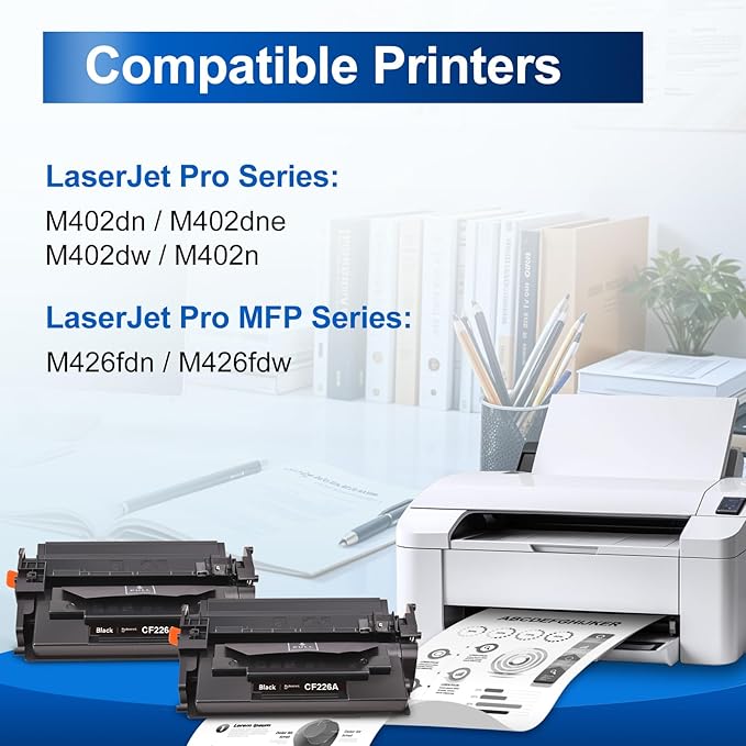 InkNI Compatible 26A Toner Cartridge Replacement for HP 26A 26X CF226A CF226X Toner Cartridge|Compatible for HP LaserJet Pro M402dn, M402dne, M402dw, M402n,MFP M426fdn, M426fdw Printer (Black, 2-Pack)