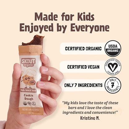 Skout Organic Cookie Dough Kids Snack Bars (18 Pack) | Organic Kids Snack Bars | School Snacks & Lunch Snacks | Vegan & Paleo | Gluten, Dairy, Grain, Peanut Free