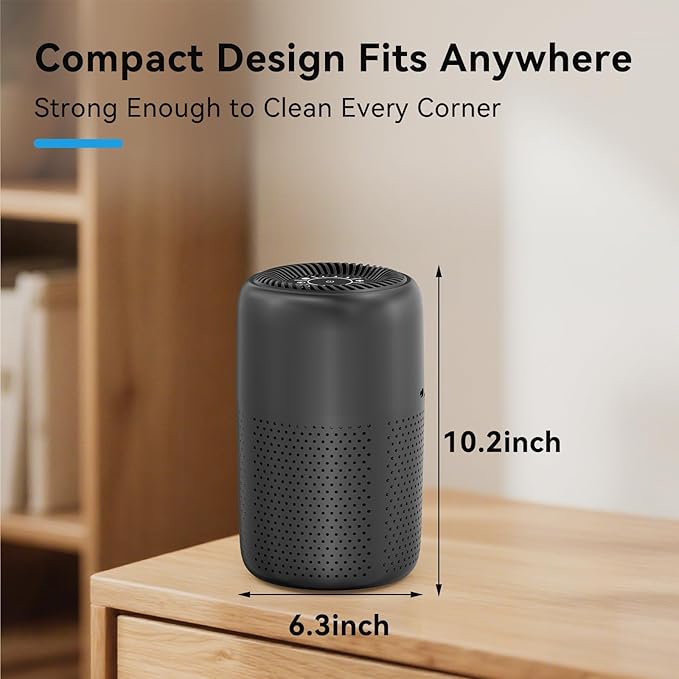 Small Air Purifiers for Bedroom Home Dorm Up to 600 sqft,20 dB Quiet Desktop Air Purifier With Night Light,H13 HEPA Filter,For Smoke Pets Dander Hair Filter,For Apartment Kitchen