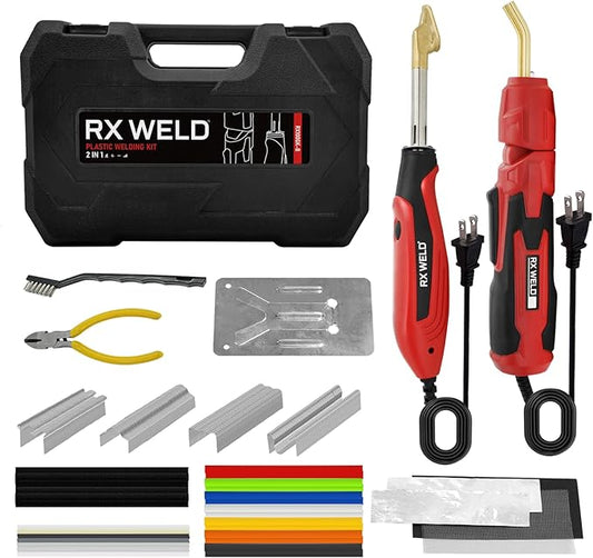 RX WELD 2 in 1 Plastic Welder Welding Kit, 400PCS Hot Staples Repair Kit For Car Bumper Cracks, Kayaks, Plastic Toys