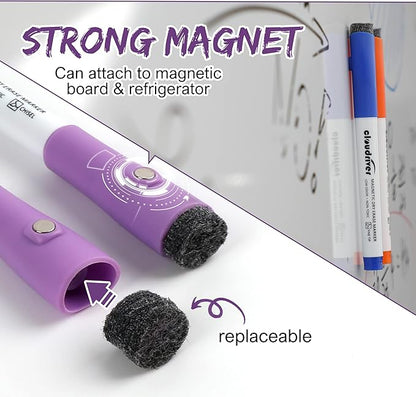 cloudriver Magnetic Dry Erase Markers, 24 Pack Whiteboard Markers - 12 Fine Tip And 12 Chisel Tip, 12 Colors Low Odor Dry Erase Marker With Eraser Cap