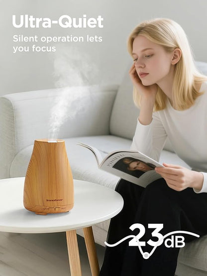 InnoGear Essential Oil Diffuser, Ultrasonic Diffusers for Home Aromatherapy Humidifier for Bedroom Room 7 Colors LED 2 Mist Mode Auto Off, Yellow