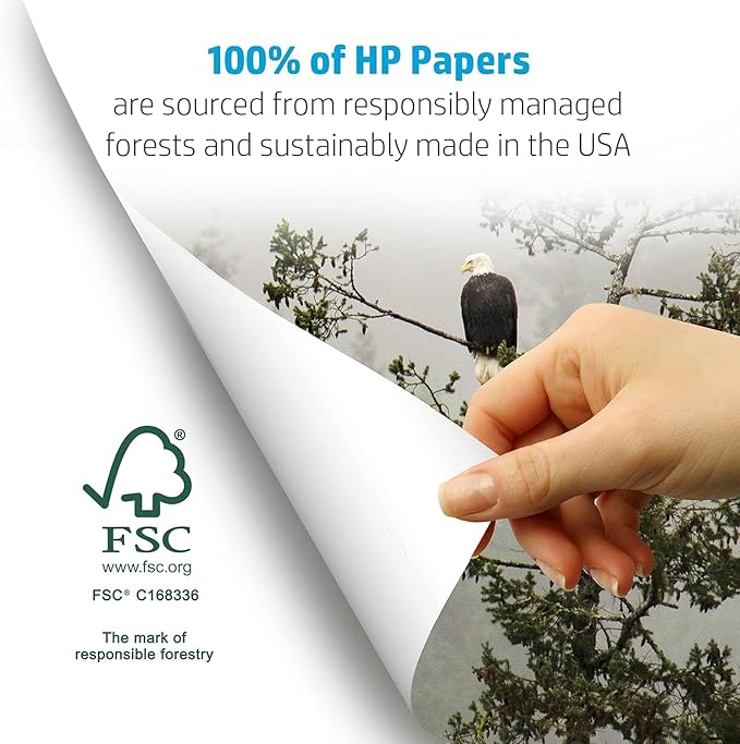 HP Printer Paper | 8.5 x 11 Paper | Premium 24 lb | 5 Ream Case - 2500 Sheets | 100 Bright | Made in USA - FSC Certified | 115300C