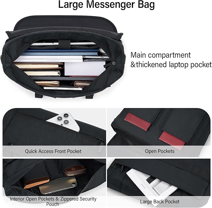 Hanke Durable Messenger Bag for Men with 15.6 Laptop Case, Business Cross Body Bag Briefcase for Women,School Work Tote Bag