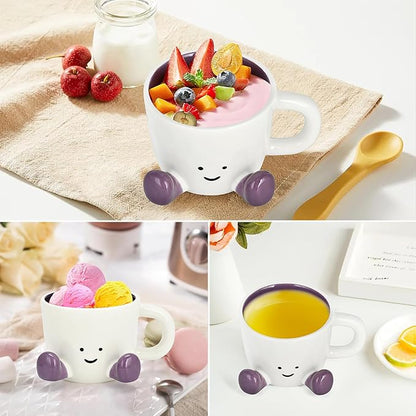 Coffee Mugs,Cute funny Mug For Women, 380ml Unique Ceramic Coffee Tea Cups, Office Mug Gift (violet)