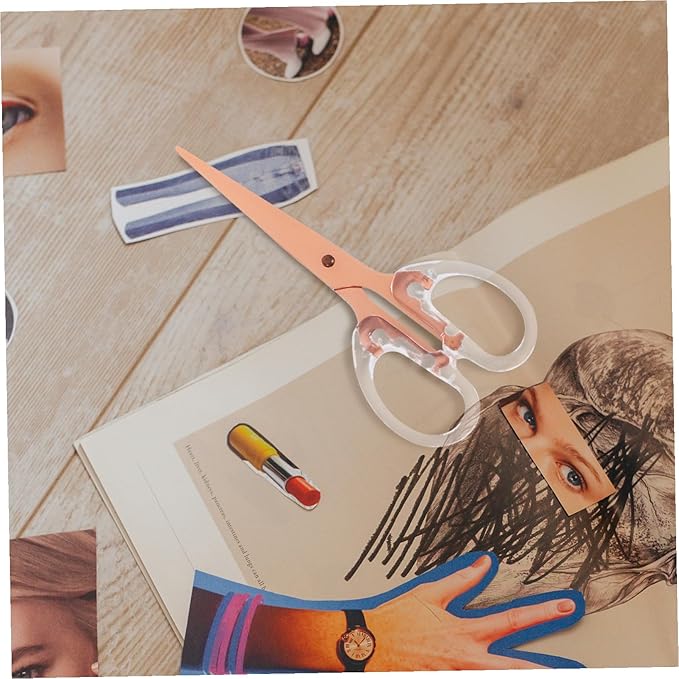 STOBAZA Portable Rose Gold Office Scissors Lightweight Aluminum Alloy Paper Cutting Tool for Students Scrapbooking and Crafting with Ergonomic Non-slip Design