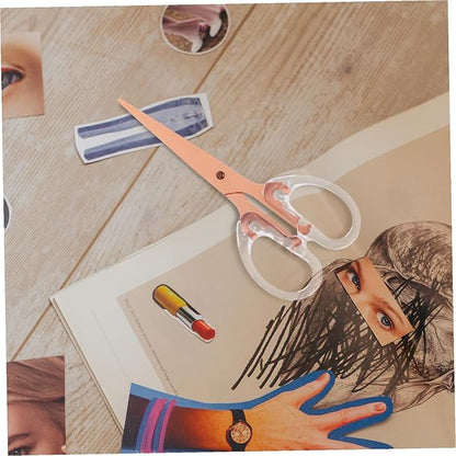STOBAZA Portable Rose Gold Office Scissors Lightweight Aluminum Alloy Paper Cutting Tool for Students Scrapbooking and Crafting with Ergonomic Non-slip Design