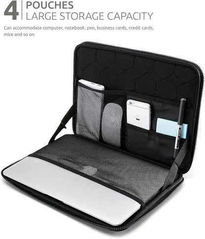 360° Protective Laptop Sleeve for 13-inch MacBook Air M2/A2681 M1/A2337 2018-2022, MacBook Pro M2/A2686 M1/A2338 2016-2022, Water-Resistant Case for 12.9 iPad Pro 6th/5th/4th/3rd Gen, Black