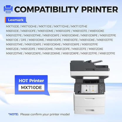 62D1000 Toner Cartridge Black 1-Pack Replacement for Lexmark 621 62D1000 621H 62D1H00 Toner Compatible with Lexmark MX711DE MX710 MX710DE MX710DHE MX810 MX810DE MX811 MX811DE MX812 MX812DE Printer Ink