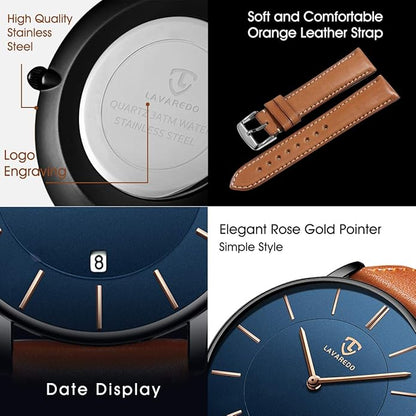 BEN NEVIS Watch, Mens Watch, Minimalist Fashion Simple Wrist Watch Analog Date with Leather Strap