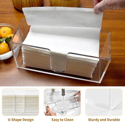 4Pack Acrylic Countertop Paper Towel Holder, Paper Towel Dispenser Countertop/Acrylic Napkin Holder(5mm Acrylic) C-fold or MultiFold Trifold Paper Towels for Bathroom, Kitchen,Restaurant (4)