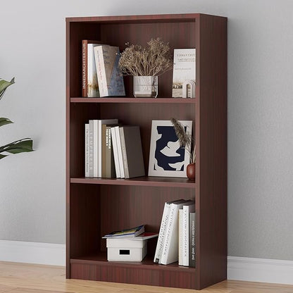 Bookshelf, 3 Shelf Bookcase Open Modern Bookshelf, Bookcase with Freestanding Display Storage, Wooden Book Shelf for Bedroom, Living Room, Dinning Room, Office, 60 Inch, Deep Brown