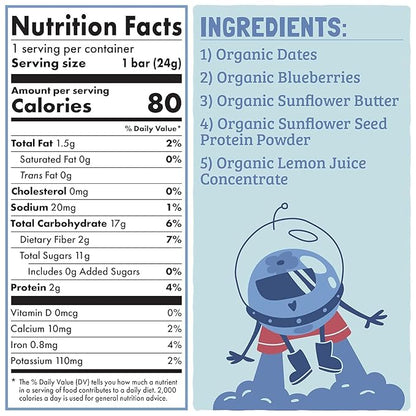Skout Organic Blueberry Blast Real Kids Snack Bars (18 Pack) | Organic Kids Snack Bars | Plant-Based Nutrition, No Refined Sugar | Vegan | Gluten, Dairy, Grain, Peanut, Tree Nut & Soy Free