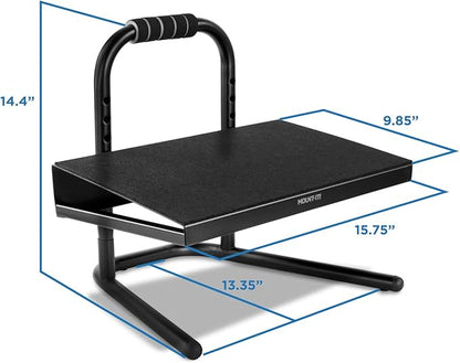 Mount-It! Height Adjustable Foot Rest for Standing and Sitting, Freestanding Under The Desk Footrest with Handle and Six Height Settings, Anti-Slip Padded Surface,Black