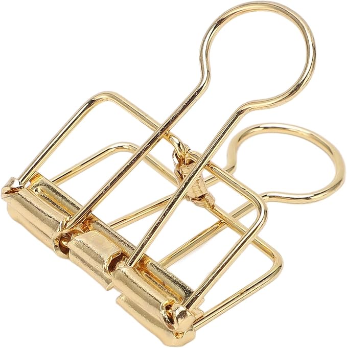 Clips 32mm Metal, 50 Pieces Strong Clamping Force, Hollow Design, Bronze - Assorted Sizes, Medium Shaped Paper Clips, Cute Office and School Supplies (Gold)