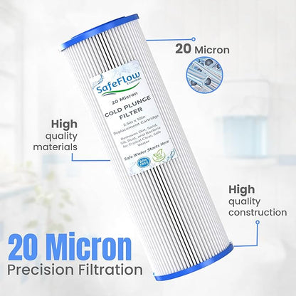 10in Ice Bath Chiller Filters 20 Micron 10" x 2.5" Water Filter Replacement Cartridge – Fits Ice Pod Cold Plunge Water Chiller, Cold Plunge Filters, Water Filter for Cold Plunge (6)
