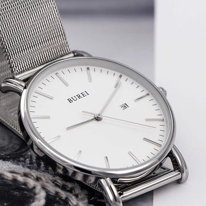 BUREI Men Wrist Watches Fashion Minimalist Analog Quartz Waterproof Watches for Men