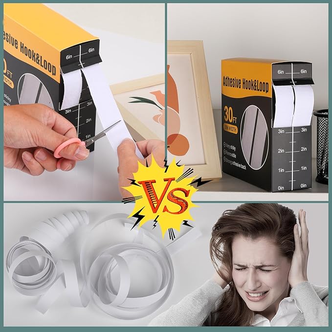 Navona 30Ft x 1 Inch Hook and Loop Strips with Adhesive – 2 Rolls Heavy Duty Hook and Loop Tape with Backing for Home, Office, School, and Crafting Projects, White