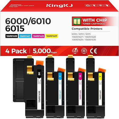 Phaser 6000 6010 Workcentre 6015 Toner Cartridge Set 4-Pack Replacement Compatible with Xerox 106R01627 106R01628 106R01629 106R01630 Phaser 6000 6010 Workcentre 6015 Printer Black Cyan Magenta Yellow