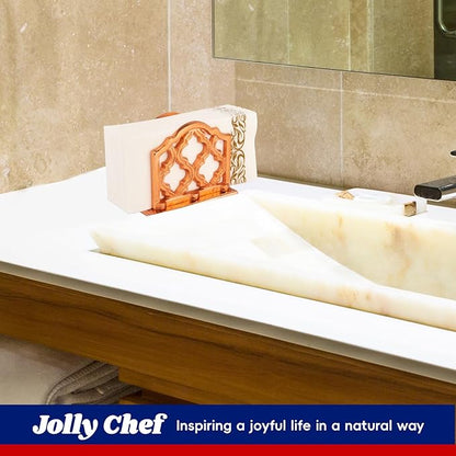 JOLLY CHEF 100 Disposable Hand Towels, Soft and Absorbent Linen Feel Dinner Napkin, Elegant Decorative Paper Guest Towels for Kitchen, Bathroom,Weddings,Parties, Gold and White