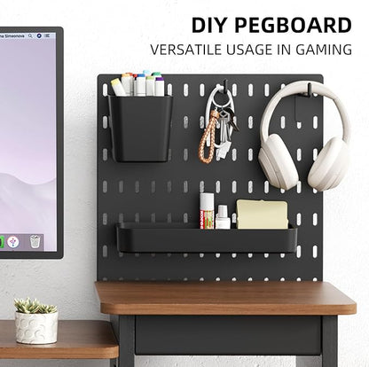 Monitor Stand Riser,Computer Monitor Stand with DIY Pegboard and drawer for Laptop,PC,Computer,Printer,Walnut Finish