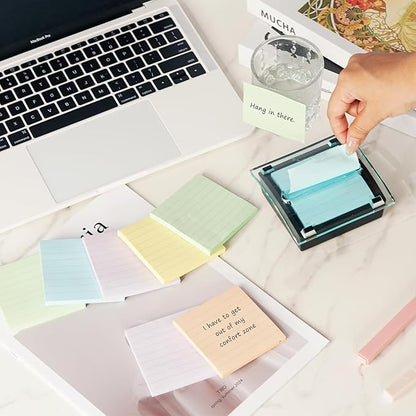Pop Up Sticky Notes Lined 3x3 inch,12 Pad Easy to Post Sticky Notes with Lines, 600 Sheet, Pink Purple Blue Yellow Green Orange Color, Office Accessories