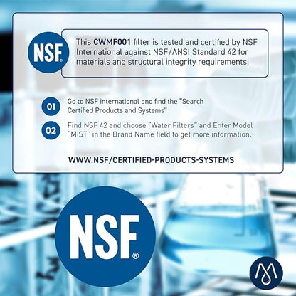 Mist EDR1RXD1 Refrigerator Water Filter Replacement for Everydrop® Filter 1 – Whirlpool® WHR1RXD1 W10295370A, Kenmore® 46-9081 – 2-Pack – NSF 42 & 372 Certified