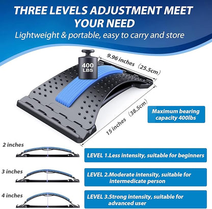 Back Stretcher for Lower Back Pain Relief, Multiple Level Adjustable Arch Lumbar Back Cracker Board, Back Cracking Device, Back Massager for Scoliosis, Spine Decompression Support