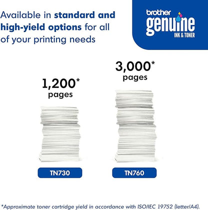 Brother Genuine Standard Yield Toner Cartridge, TN730, Replacement Black Toner, Page Yield Up To 1,200 Pages, Amazon Dash Replenishment Cartridge,1 Pack