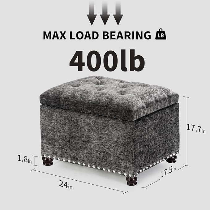Adeco High End Dark Classy Tufted, Accents Rectangular Storage Bench Footstool, Dim Brown ttomans & Storage Ottomans Royal Olive Grey