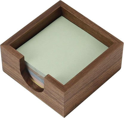 MultiBey 3x3 Sticky Note Holder, Walnut Wood Memo Cube Dispenser for Desk, Compact 3.6x3.6x1.3 Inch Post It Note Organizer, Office Desk Accessories for Home, School