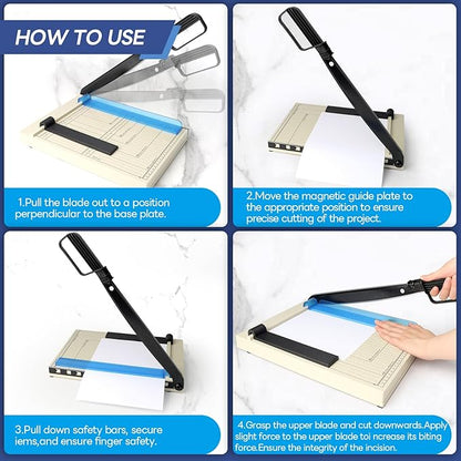 A4 Paper Cutter,12" Titanium Blade Guillotine Trimmer with Corner Rounder,12-Sheet Capacity for Cardstock, Vinyl, Photos, Crafts, Labels & Coupons