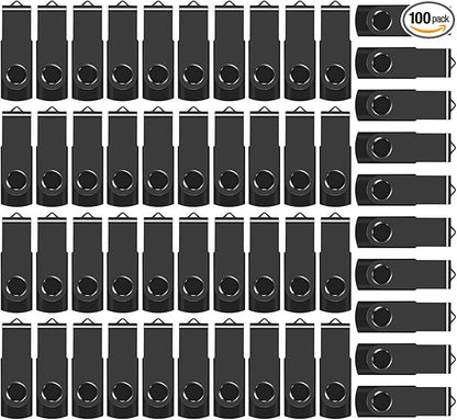 AreTop 2GB USB Flash Drives 100 Pack, Premium USB2.0 Thumb Drives Bulk USB Pendrive Memory Stick Jump Drive Bulk (100 Pack 2GB, Black)