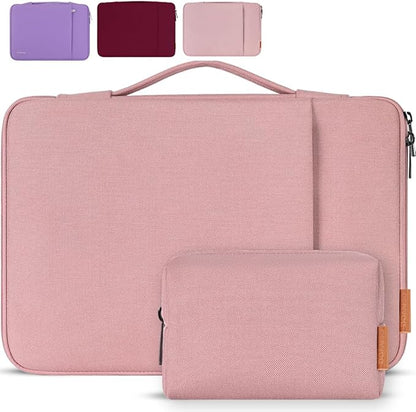 DOMISO Laptop Case Laptop Sleeve Cover for 14 inch MacBook Pro M4/M3/M2/M1 Pro/Max, Compatible with 13.3 inch HP Dell ASUS Notebook, Water-Resistant Bag with Scalable Handle and Small Case,Pink