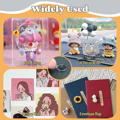 COMELY Clear Double Sided Sticky Dots: 300 Pcs 0.4" Glue Removable Adhesive Nano Circle Stickers - No Trace Strong Stick Tack for Museum - Office Balloon Wall Hanging Poster Crafts